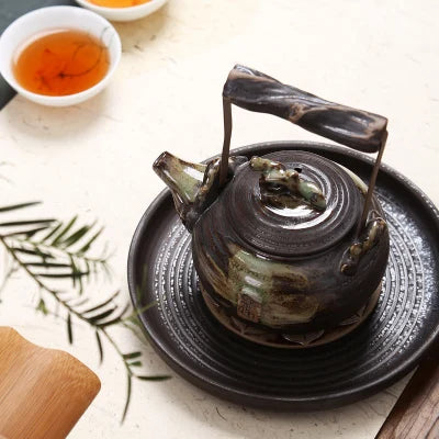 Firewood Coarse Ceramic Teapot Lifting Beam Large Pot Japanese Zen Tea Set Teapot Kungfu Black Tea Da Hong Pao Teaware Gift