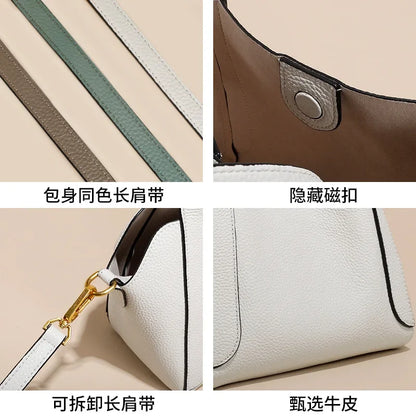 First Layer Cowhide Bag Spring Style Genuine Leather Women's Vegetable Basket Bucket Bags Designer Bag  Luxury Bag