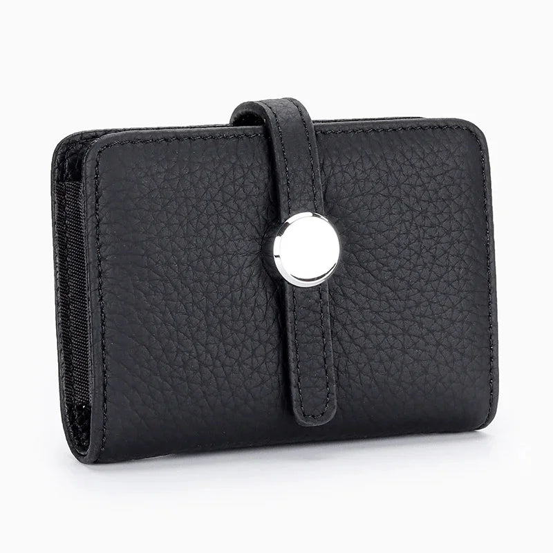 First Layer Cowhide Ladies Short Leather Drawstring Multi-card Card Holder 2024 New Small and Exquisite Document Bag