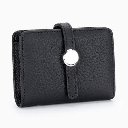 First Layer Cowhide Ladies Short Leather Drawstring Multi-card Card Holder 2024 New Small and Exquisite Document Bag