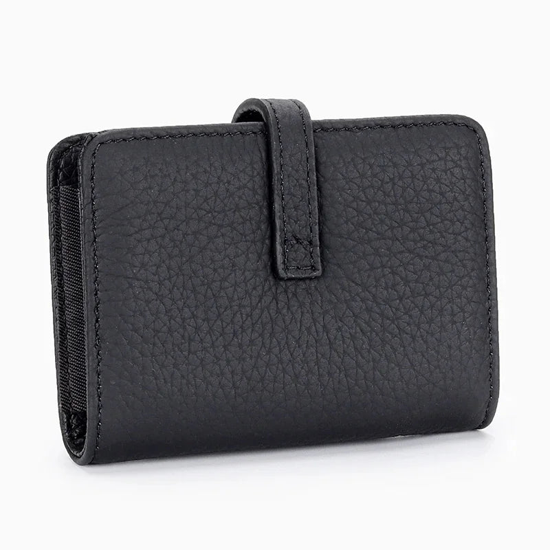 First Layer Cowhide Ladies Short Leather Drawstring Multi-card Card Holder 2024 New Small and Exquisite Document Bag