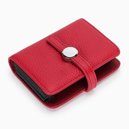 First Layer Cowhide Ladies Short Leather Drawstring Multi-card Card Holder 2024 New Small and Exquisite Document Bag