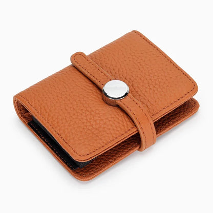 First Layer Cowhide Ladies Short Leather Drawstring Multi-card Card Holder 2024 New Small and Exquisite Document Bag