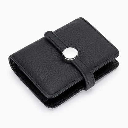 First Layer Cowhide Ladies Short Leather Drawstring Multi-card Card Holder 2024 New Small and Exquisite Document Bag