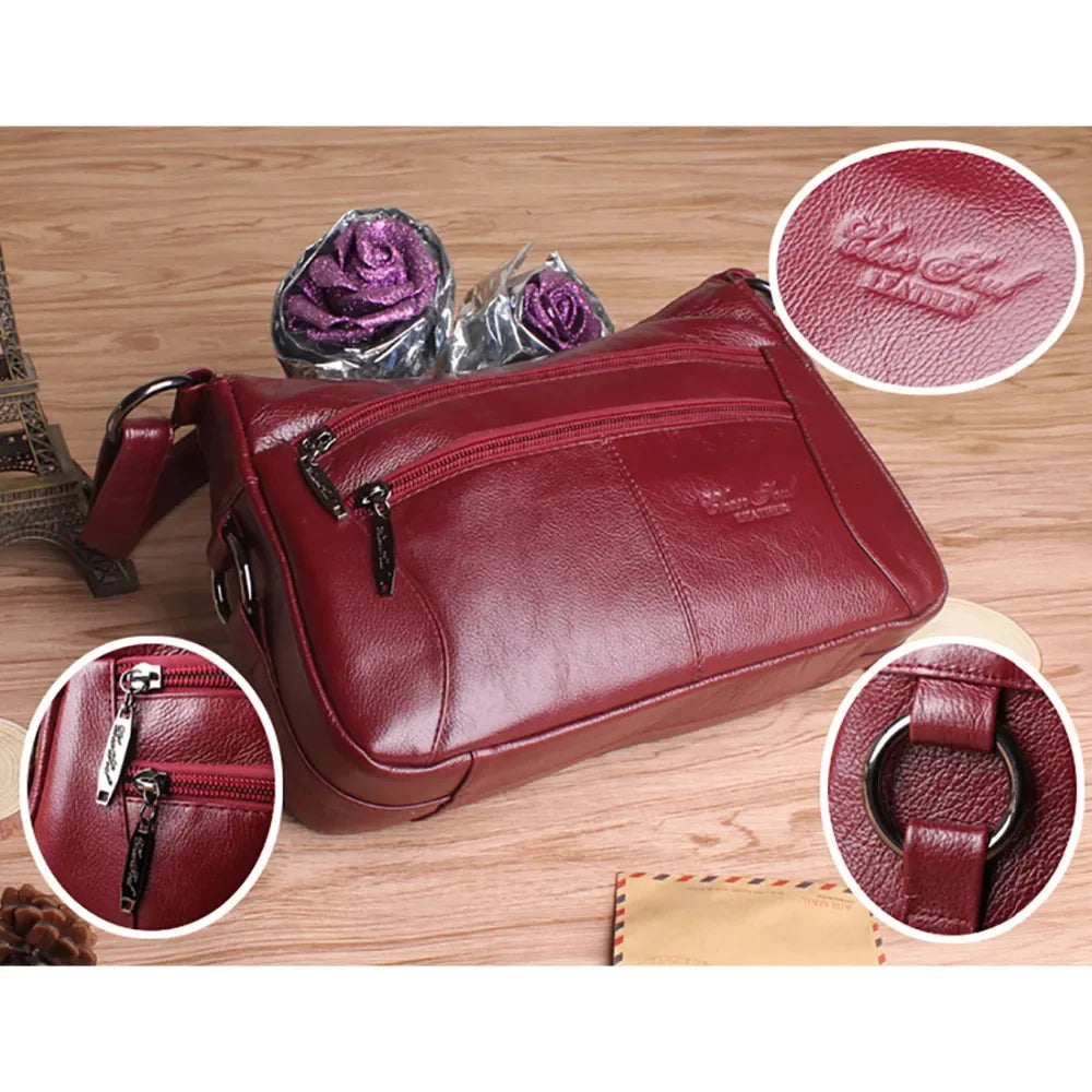 First Layer Cowhide Luxury Women Messenger Bag Designer Lady Satchel Purse Fashion Genuine Leather Cross body Shoulder Hobo Bags