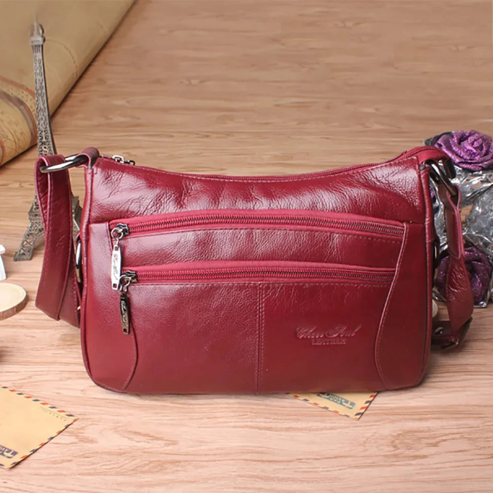 First Layer Cowhide Luxury Women Messenger Bag Designer Lady Satchel Purse Fashion Genuine Leather Cross body Shoulder Hobo Bags