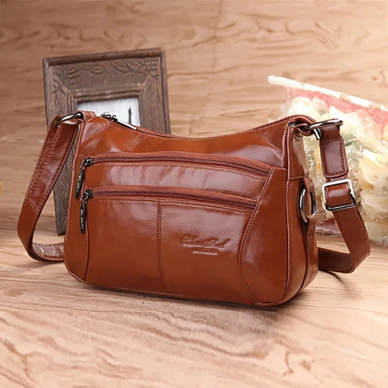 First Layer Cowhide Luxury Women Messenger Bag Designer Lady Satchel Purse Fashion Genuine Leather Cross body Shoulder Hobo Bags