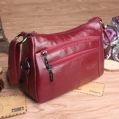 First Layer Cowhide Luxury Women Messenger Bag Designer Lady Satchel Purse Fashion Genuine Leather Cross body Shoulder Hobo Bags