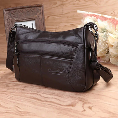 First Layer Cowhide Luxury Women Messenger Bag Designer Lady Satchel Purse Fashion Genuine Leather Cross body Shoulder Hobo Bags