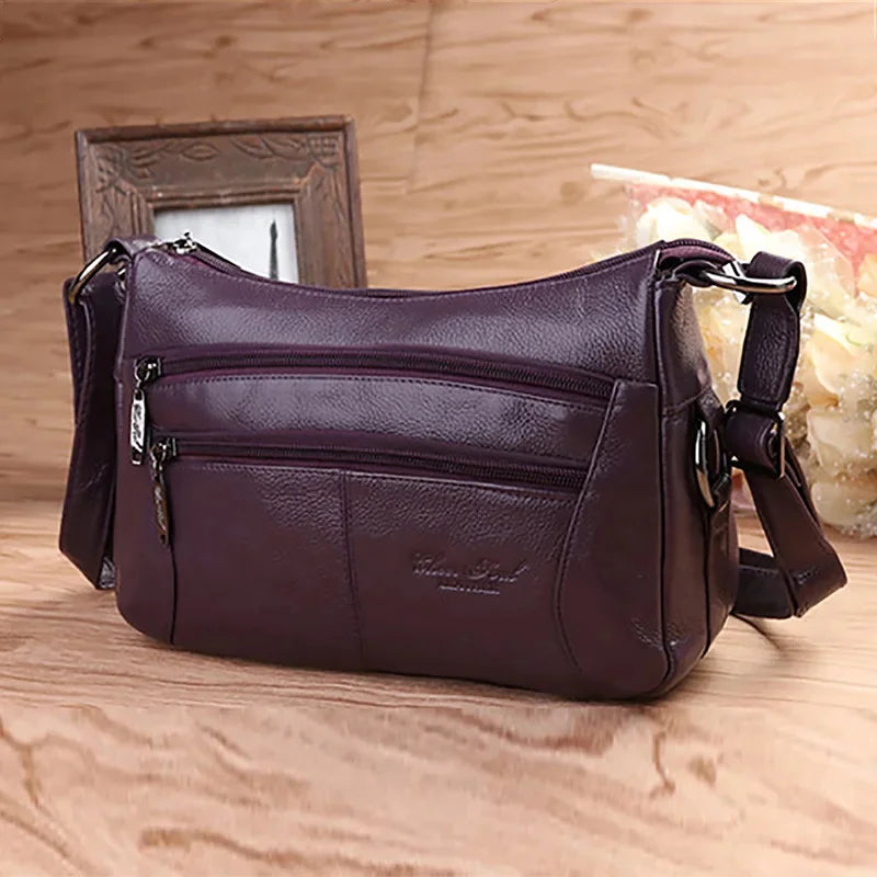 First Layer Cowhide Luxury Women Messenger Bag Designer Lady Satchel Purse Fashion Genuine Leather Cross body Shoulder Hobo Bags