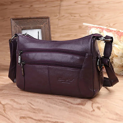 First Layer Cowhide Luxury Women Messenger Bag Designer Lady Satchel Purse Fashion Genuine Leather Cross body Shoulder Hobo Bags