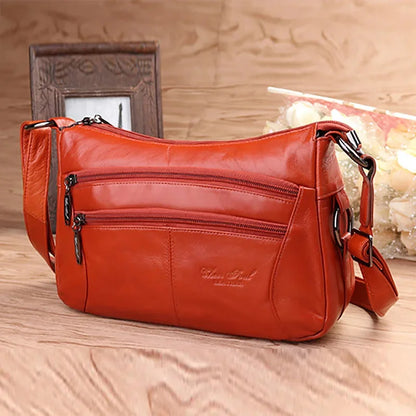 First Layer Cowhide Luxury Women Messenger Bag Designer Lady Satchel Purse Fashion Genuine Leather Cross body Shoulder Hobo Bags