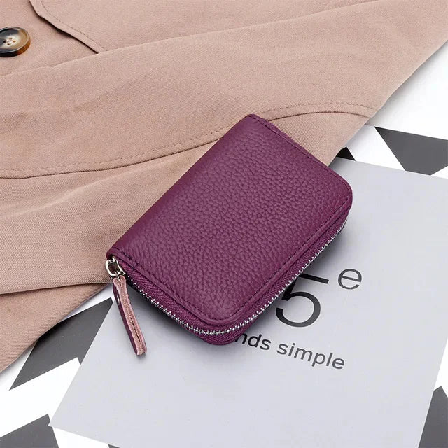 First Layer Cowhide Organ Multi-card Bag Women's Set Large Lizi Zipper Coin Purse ID Cover Card Clip