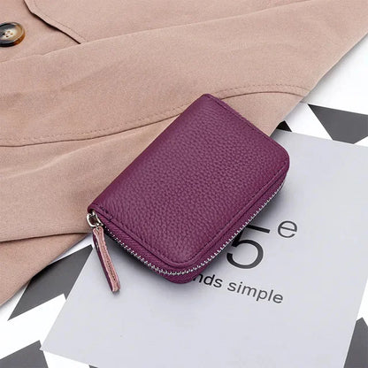 First Layer Cowhide Organ Multi-card Bag Women's Set Large Lizi Zipper Coin Purse ID Cover Card Clip