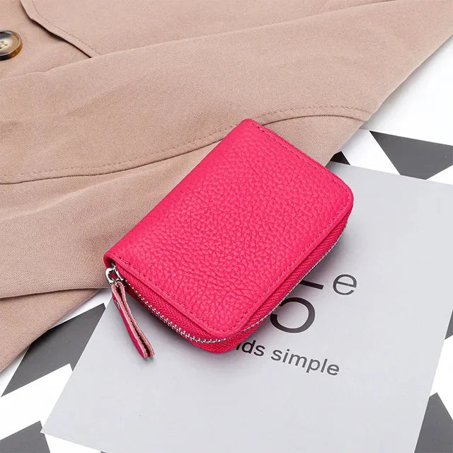 First Layer Cowhide Organ Multi-card Bag Women's Set Large Lizi Zipper Coin Purse ID Cover Card Clip
