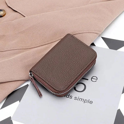 First Layer Cowhide Organ Multi-card Bag Women's Set Large Lizi Zipper Coin Purse ID Cover Card Clip