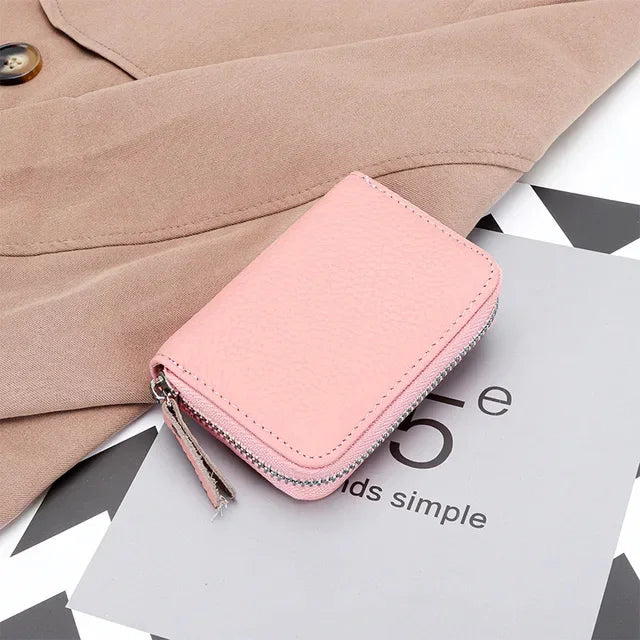 First Layer Cowhide Organ Multi-card Bag Women's Set Large Lizi Zipper Coin Purse ID Cover Card Clip