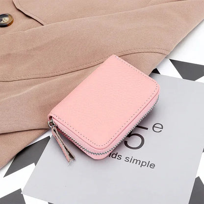 First Layer Cowhide Organ Multi-card Bag Women's Set Large Lizi Zipper Coin Purse ID Cover Card Clip