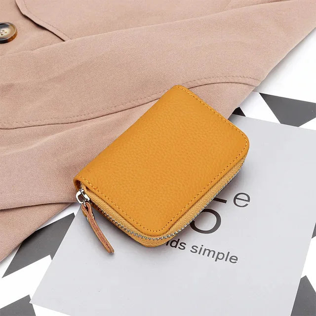 First Layer Cowhide Organ Multi-card Bag Women's Set Large Lizi Zipper Coin Purse ID Cover Card Clip