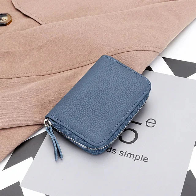 First Layer Cowhide Organ Multi-card Bag Women's Set Large Lizi Zipper Coin Purse ID Cover Card Clip