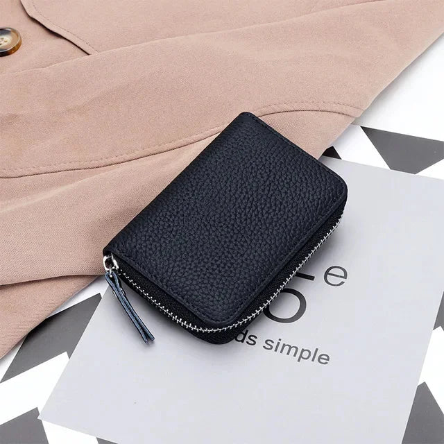 First Layer Cowhide Organ Multi-card Bag Women's Set Large Lizi Zipper Coin Purse ID Cover Card Clip