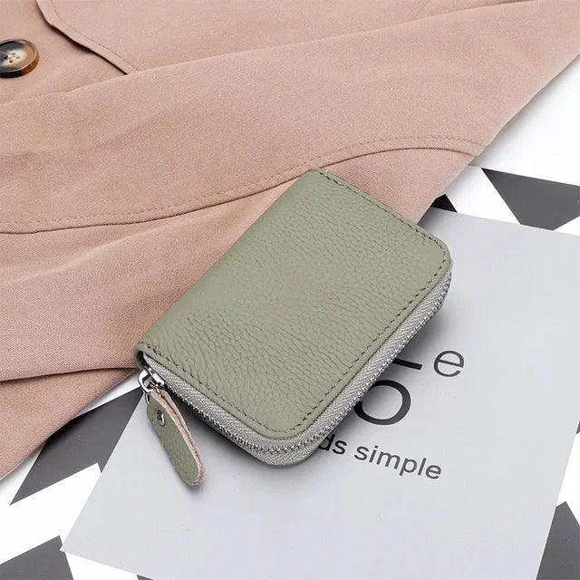First Layer Cowhide Organ Multi-card Bag Women's Set Large Lizi Zipper Coin Purse ID Cover Card Clip