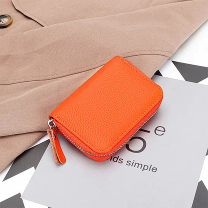 First Layer Cowhide Organ Multi-card Bag Women's Set Large Lizi Zipper Coin Purse ID Cover Card Clip