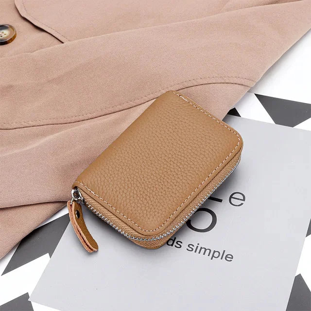 First Layer Cowhide Organ Multi-card Bag Women's Set Large Lizi Zipper Coin Purse ID Cover Card Clip