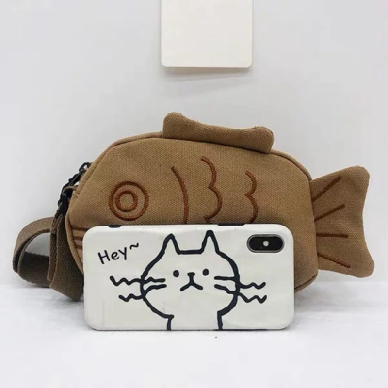Fish Shape Crossbody Bag Simple Bag Handbag Canvas Handbag Phone Bag