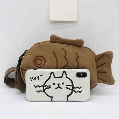 Fish Shape Crossbody Bag Simple Bag Handbag Canvas Handbag Phone Bag
