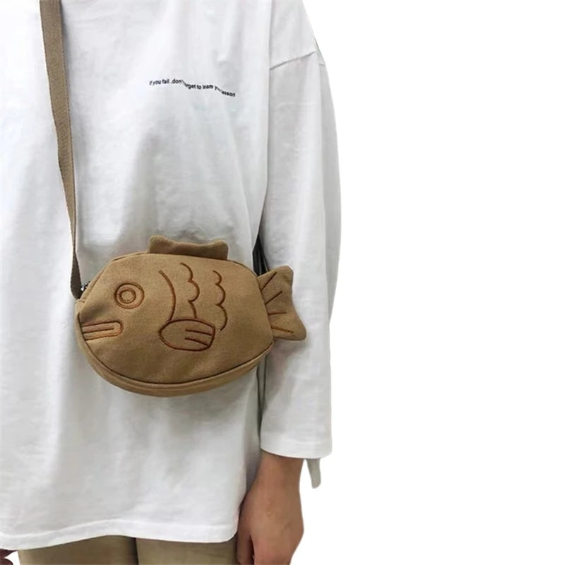 Fish Shape Crossbody Bag Simple Bag Handbag Canvas Handbag Phone Bag