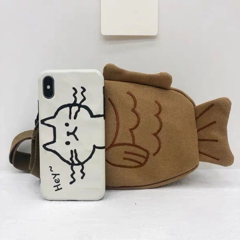Fish Shape Crossbody Bag Simple Bag Handbag Canvas Handbag Phone Bag