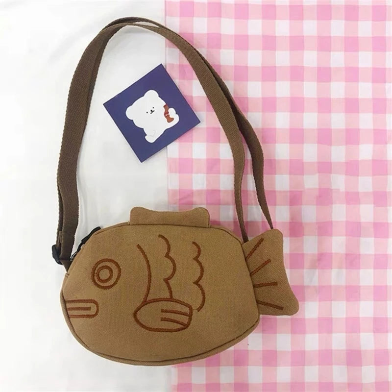 Fish Shape Crossbody Bag Simple Bag Handbag Canvas Handbag Phone Bag