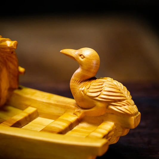 Fishing boat Cormorant Osprey Boats Animal Statue Lucky Wood Decoration Chinese Decoration Classical Wood Statue Home Decoration