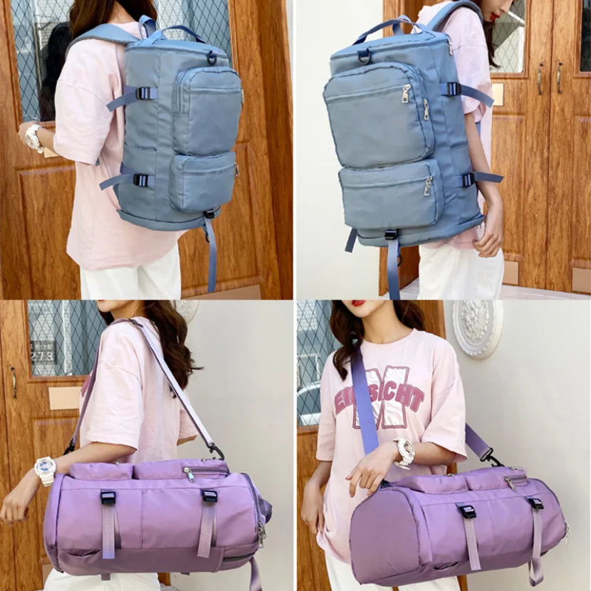 Fitness Sports Women's Shoulder Travel Backpack Multifunctional Lady Weekend Yoga Luggage Zipper Lightweight Swim Crossbody Bag