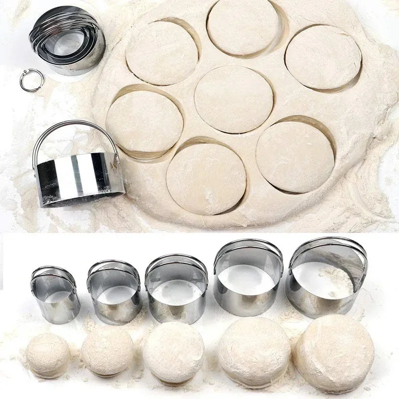 Five-Piece round Dumpling Mold Stainless Steel Wonton Dumpling Wrapper Mold Kitchen Cookie Cutter Cookie Cutter