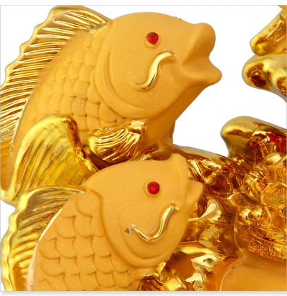 Five carp set out to attract luck feng shui fish resin gold cornucopia handicraft home decor fish statue decoration maison