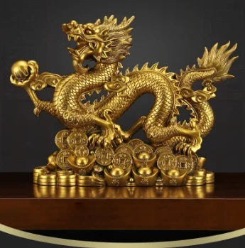 Five-clawed Dragon Copper Color Ornaments Attract Wealth Boss Office Living Room Gateway Crafts Zodiac Mascot
