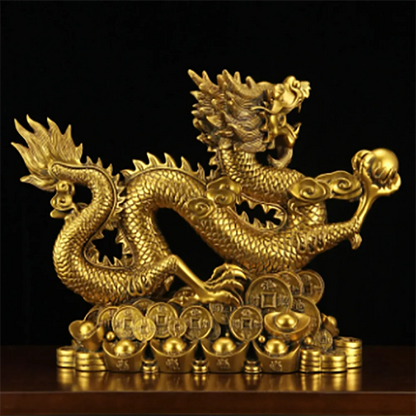 Five-clawed Dragon Copper Color Ornaments Attract Wealth Boss Office Living Room Gateway Crafts Zodiac Mascot