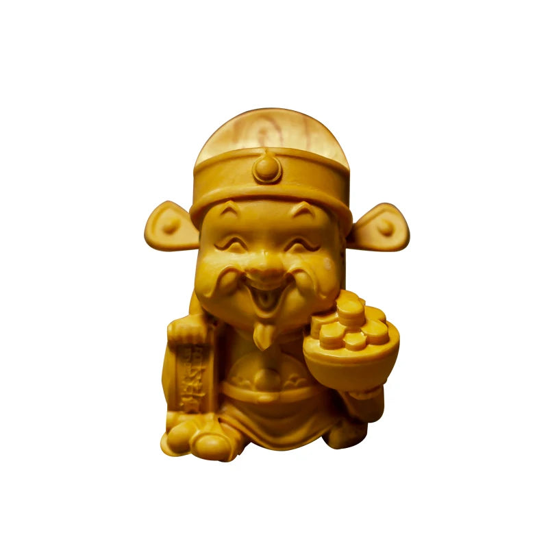 Five-way Fortuna Folk Mythical Figures Sculpture Wood Carving Buddha Statues Home Decoration Lucky Feng Shui Car Ornaments