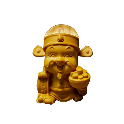 Five-way Fortuna Folk Mythical Figures Sculpture Wood Carving Buddha Statues Home Decoration Lucky Feng Shui Car Ornaments