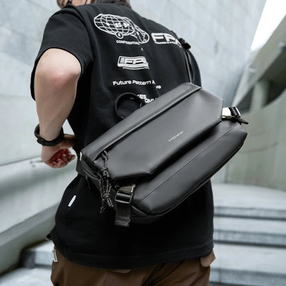 Flap Crossbody Bag for Men, Waterproof Nylon Messenger with iPad Compartment, Unisex Shoulder Bag for Traveling Commute Work