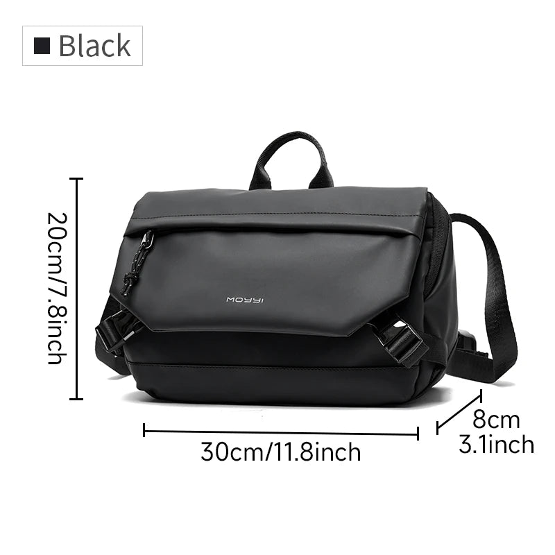 Flap Crossbody Bag for Men, Waterproof Nylon Messenger with iPad Compartment, Unisex Shoulder Bag for Traveling Commute Work
