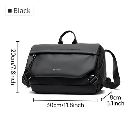 Flap Crossbody Bag for Men, Waterproof Nylon Messenger with iPad Compartment, Unisex Shoulder Bag for Traveling Commute Work