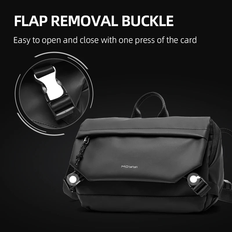 Flap Crossbody Bag for Men, Waterproof Nylon Messenger with iPad Compartment, Unisex Shoulder Bag for Traveling Commute Work