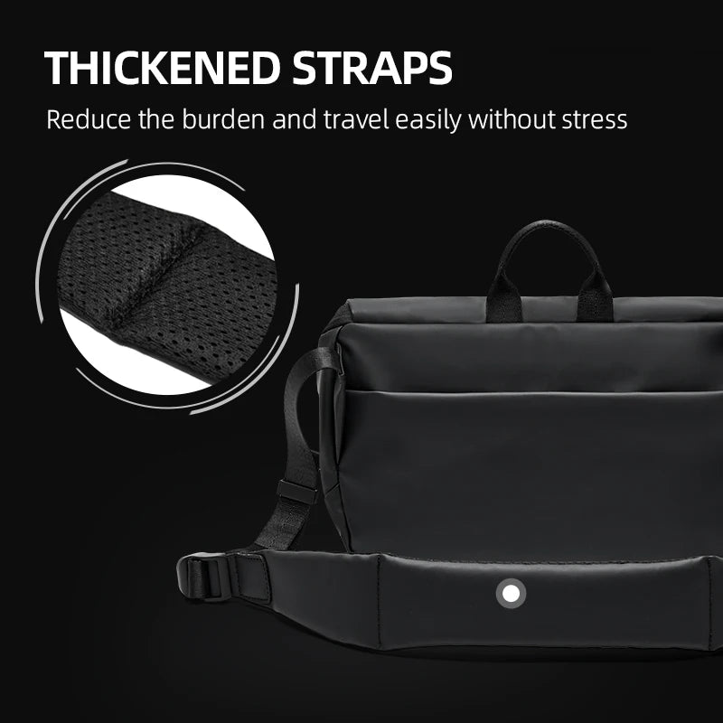 Flap Crossbody Bag for Men, Waterproof Nylon Messenger with iPad Compartment, Unisex Shoulder Bag for Traveling Commute Work