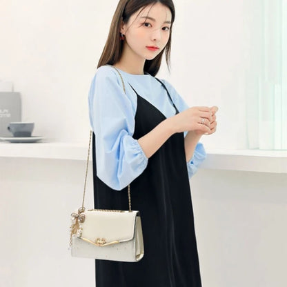 Flap Crossbody Handbag Purse with Convertible Chain Strap Phone Wallet Purse
