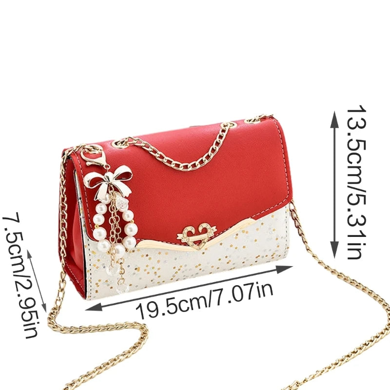 Flap Crossbody Handbag Purse with Convertible Chain Strap Phone Wallet Purse