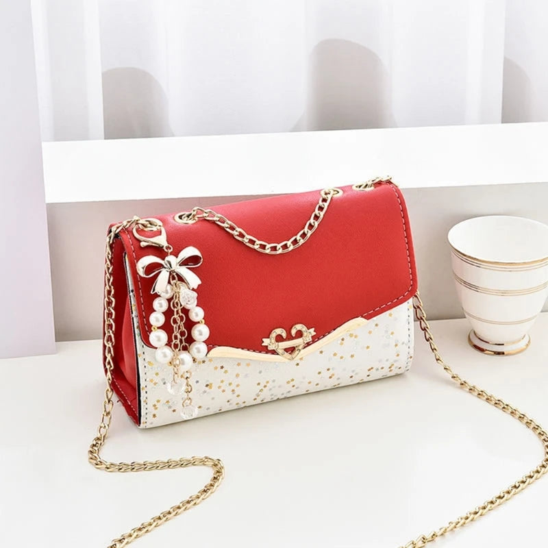 Flap Crossbody Handbag Purse with Convertible Chain Strap Phone Wallet Purse