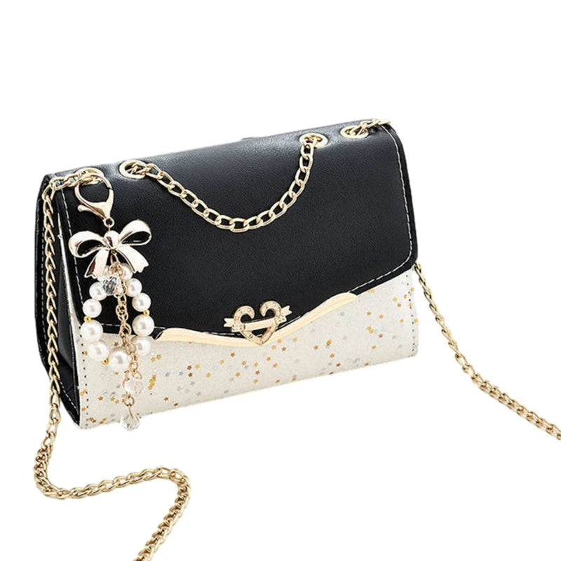 Flap Crossbody Handbag Purse with Convertible Chain Strap Phone Wallet Purse